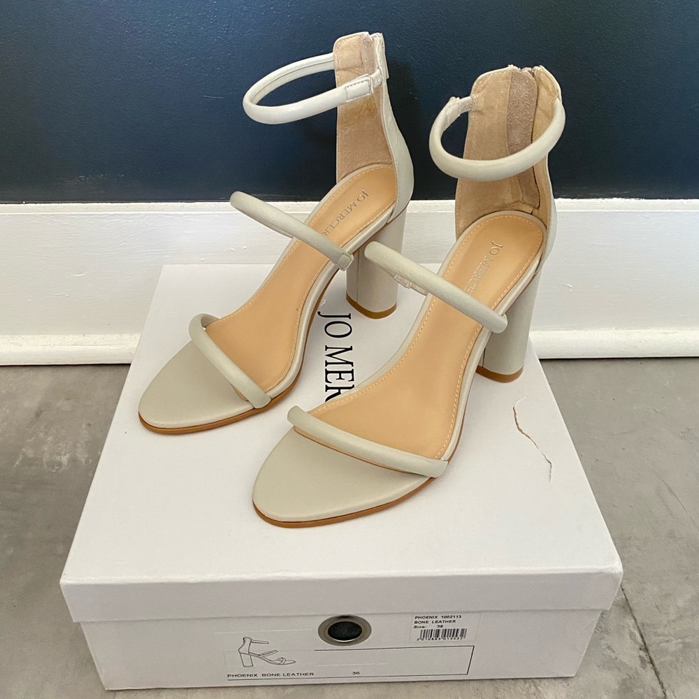 Joe Mercer Phoenix High Heel Sandals Bone Leather